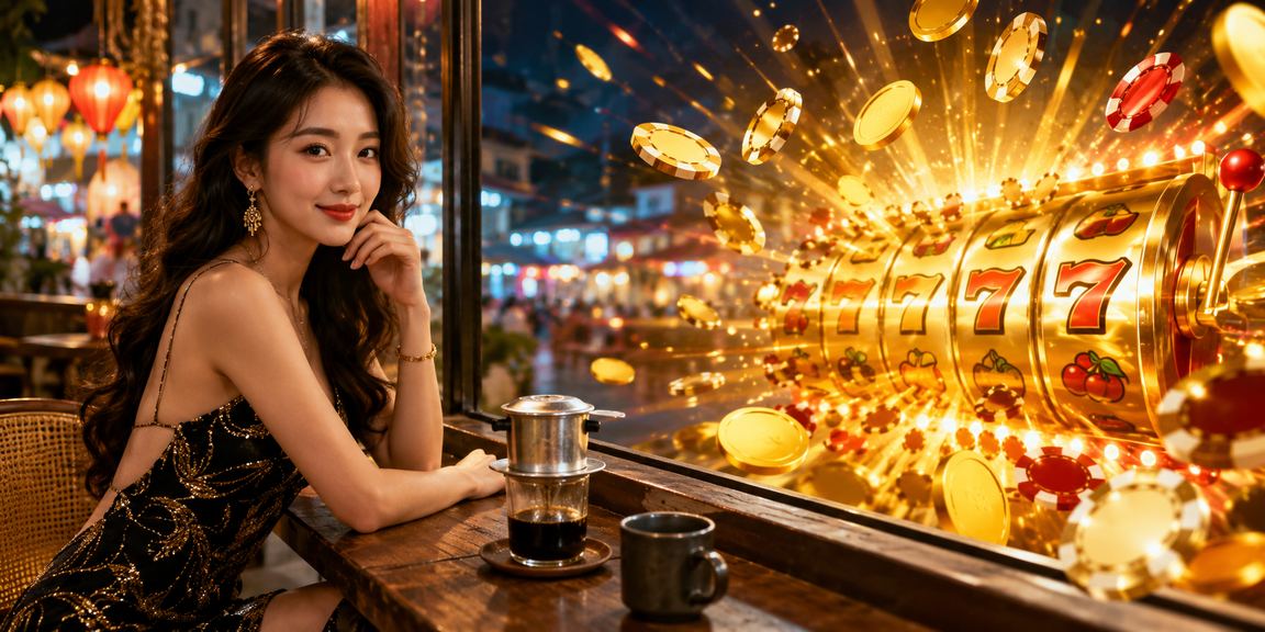 Sảnh game slot tại Nha Trang với cảnh cà phê
